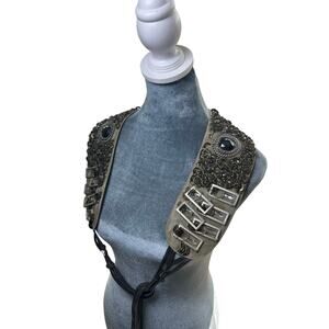 Vtg Leather Metal Accents Designer Chan Luu- Brown- Tassel Ties Med- preowned